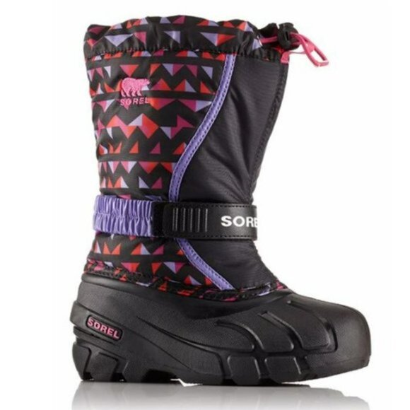 Sorel Youth‎ Flurry Print Winter Purple Pink Rubber Snow Boots Size 5 - Picture 11 of 11